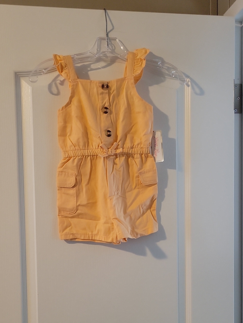 Little Lass Yellow Sleeveless Romper with Front Buttons